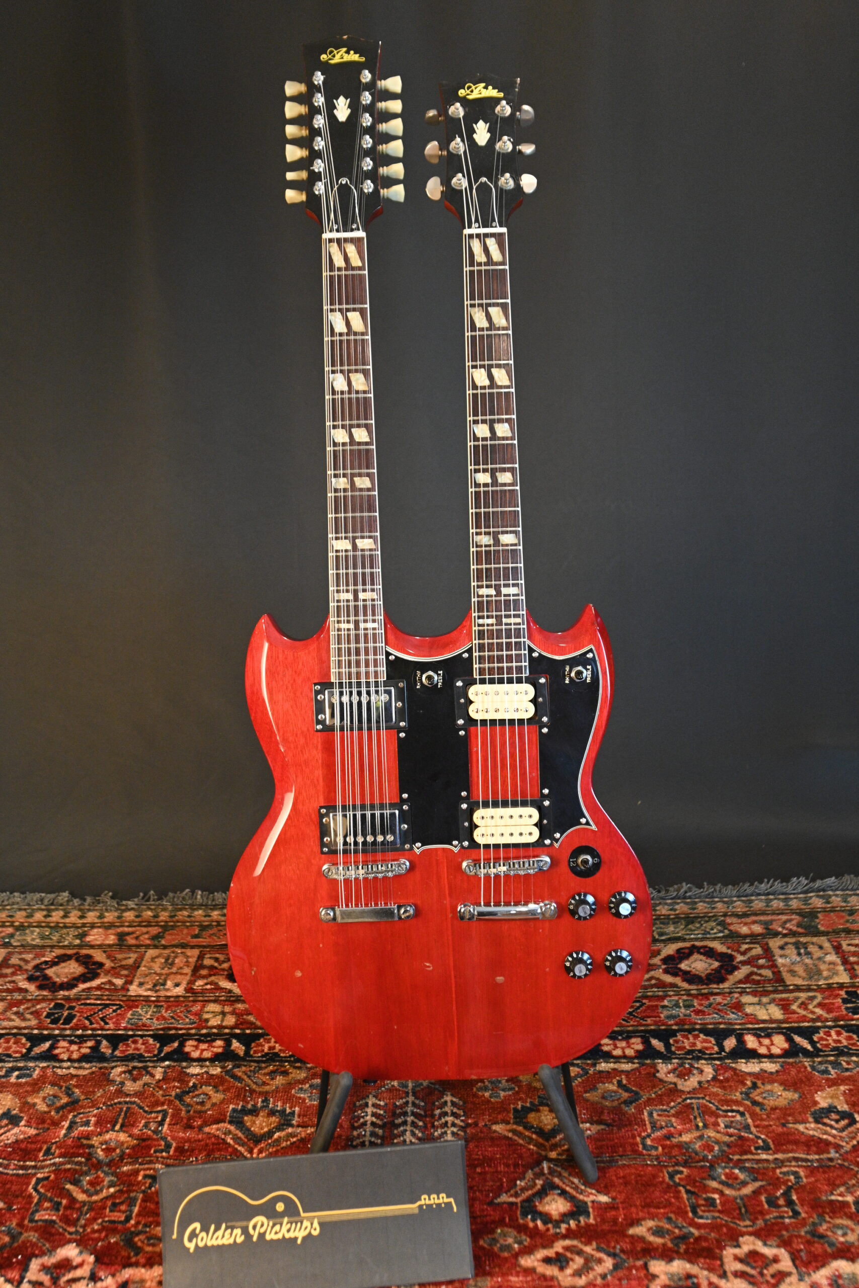 1976 Aria Double Neck EDS-1275 SG Style 6/12 Guitar Cherry Red