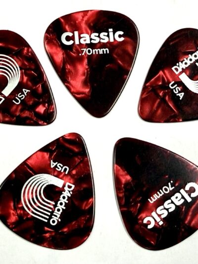 5-PACK D'Addario Planet Waves 5pc Classic .70mm Picks Celluloid Medium -Red